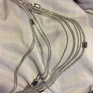 Multi Strand Silvertone Necklace